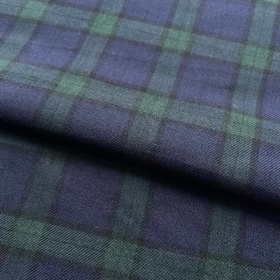 Breathable&Soft Eco-Friendly Yarn-Dyed Cupro Wool Plaid Fabric for Garment Textile