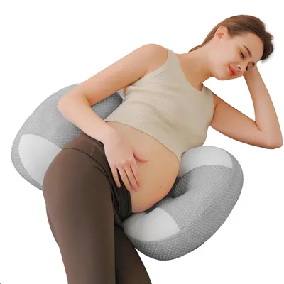 Cooling Pregnant Pillow for Sleeping, Ice Silk&Breathable Support for Pregnant Women, with Laundry Bag Summer&Hot Night (CoolingGrey)