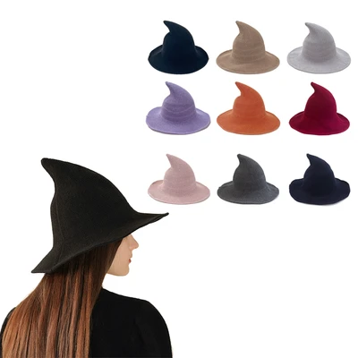 Witch Hat Wool Daily Party Christmas Halloween Witch Hat for Cosplay Costume Accessory