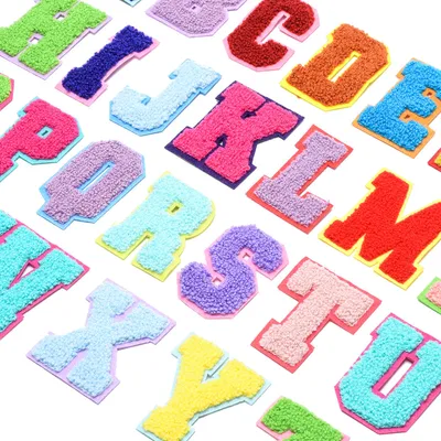 Wholesale Custom Iron on Garment Applique Fabric Alphabet Letter Chenille Patches for Hat