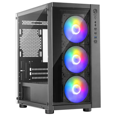 Tempered Glass Front Panel Micro ATX Gaming Case PC Computer Case with USB3.0