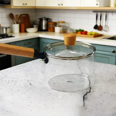 1.5L Mini Small Stove Top Safe Borosilicate Glass Milk Soup Pot