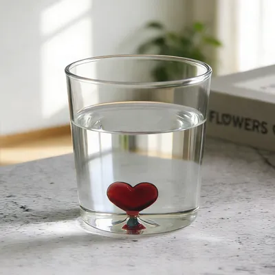 Valentine's 3D Heart Glass Drinking Cup for Hot and Cold Beverage Gifts