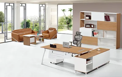 Modern Metal Frame Senior Executive Melamine Edge Ark Office Manager Table