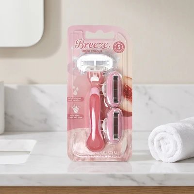 Professional 5-Blade Ladies Manual Razor Long Ergonomic Handle Body Shaver