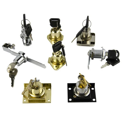 Iron/Zinc Alloy Modern Design High Security Furniture Lock Drawer Lock Showcase Lock with Black and Nickel Gold Chrome Finish