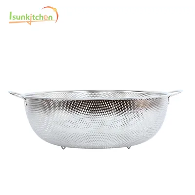 Kitchen Accessories Round Stainless Steel Drain Sieve Strainer Hanging Fruit Basket