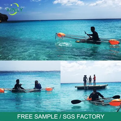 Double Seat Crystal See Through Canoe Glass Clear Bottom 2 Person Kayak