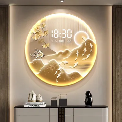 Restaurant Decoration Round Digital Electronic Clock Luxury Frame Crystal Porcelain Modern Wall Diamond Art Clocks