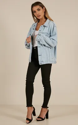 Womens Oversized Denim Jacket in Light Blue