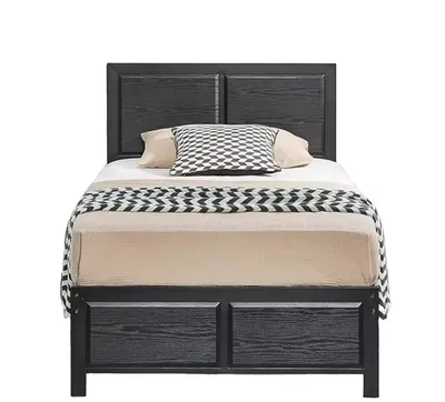 Rustic Double Platform Bed with Vintage Wood Headboard