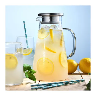 Wholesale Hot Sale Borosilicate 75oz Glass Cold Water Jug Large Capacity Glass Water Pitcher Sets with Lid