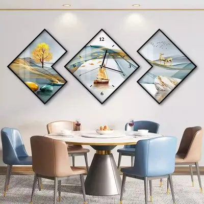3PCS/Set Factory Wholesale Crystal Porcelain Wall Clock Painting Home Restaurant Art Decoration