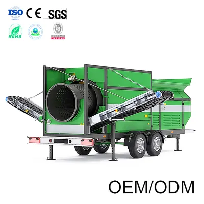 China High-Performance Mobile Trommel Screen Plant for Compost Sand Stone Topsoil Rotary Soil Screener Vibrating Sieve Machine