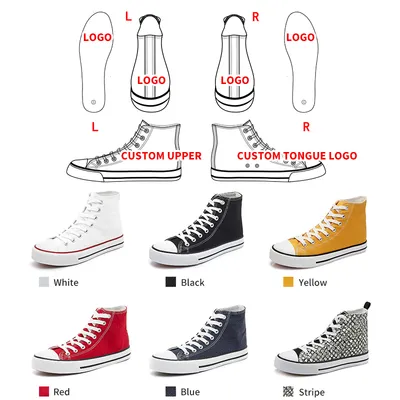 High Top Classic Casual Shoes Canvas Women Customized Shoes