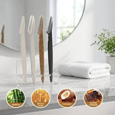 Eco-Friendly Wheat Straw Mini Eyebrow Shaper with Slanted Tip Facial Hair Remover Safety Razor