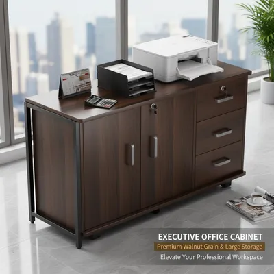 Enclosed Wooden Storage Cabinet, Tall Organizer Cabinet for Home Furniture Lockers