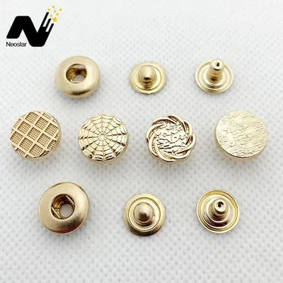 Bag Accessory Decorative Custom Rolling Gold Logo Metal Snap Button for Shirt / Cloth