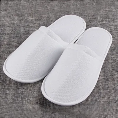 SPA White Disposable Closed-Toe Slippers Guest Unisex Travel Hotel Slipper