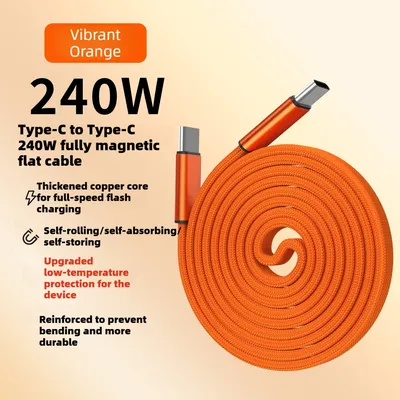 Fast Charging Type-C to Type-C Magnetic Absorption Data Cable as Home Gift