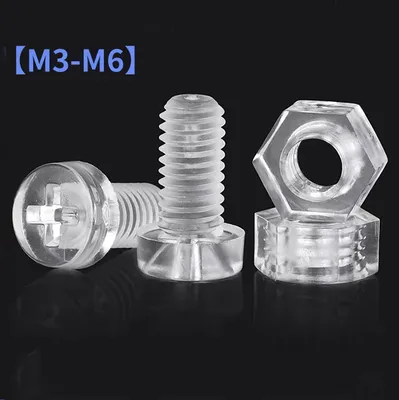 Round Head Cross Transparent Acrylic Plastic Screw Nut Set Accessories
