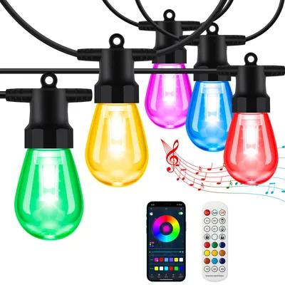 20W 100FT LED String Lights RGBW Color Changing Outdoor IP65 Waterproof Remote APP Control Dimmable Christmas Lights 40 Bulbs
