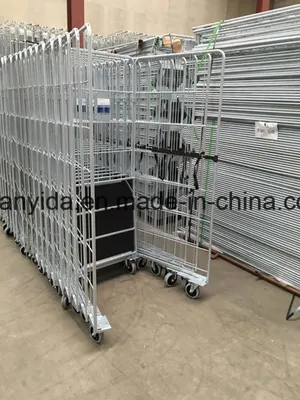 Hot Galvanized 3-Sides Roll container with Plastic Base