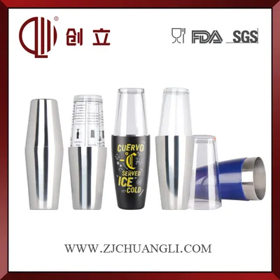 Stainless Steel and Glass Customized Boston Shaker
