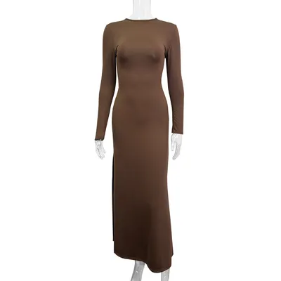 OEM/ODM Sexy Hollow-out Backless Tie-up Slit Evening Dress