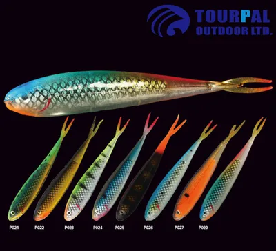 Double Color Soft Bait Soft Silicone Shad with Forked Tail Bionic Fishing Lure Baits