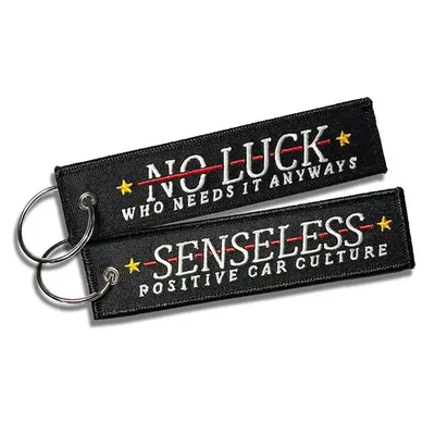 Custom Personalized Double Sided Lanyard Woven Embroidery Label Logo Namel Tag Keychain