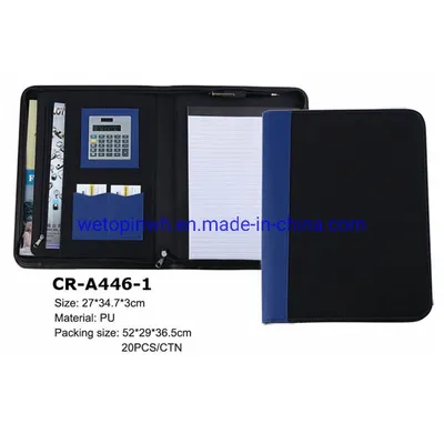 PU Leather Case Business Folder with Pockets, Clipboard