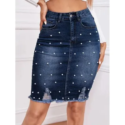 Women's High Waist Short Skirt Ladies Skinny Cowboy Dress Half-Length Button