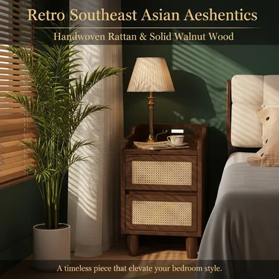 Classic Bedside Cabinet, Sturdy Wood Furniture for Home Bedside Table