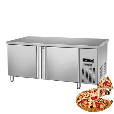 Commercial Pizza Refrigerator Display Counter Fridge Refrigerator Freezer Stainless Steel Worktable