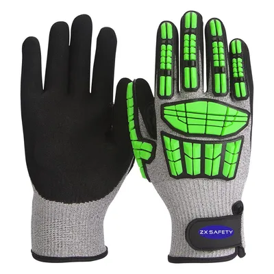 TPR Cut Impact Resistant Level 5/E Gloves with Sandy Nitrile Coated Palm