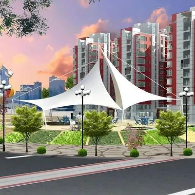 Fire Retardant Windproof Membrane Structure Landscape Shelter for Public Space