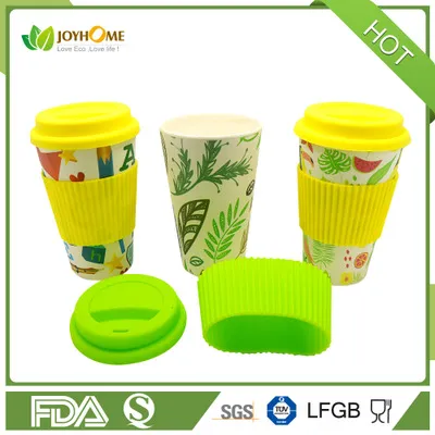 600-700ml Customized Reusable Bamboo Fiber Coffee Cup with Lid
