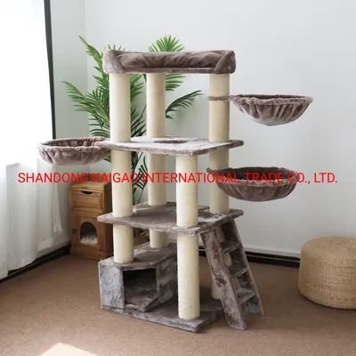 Manufacture Customized Cat Scratch Tree Cat Condo, Luxury Wood Large Cat Tower House