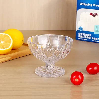 Acrylic Ice Cream Bowl - Clear Transparent PC Plastic Dessert Serving
