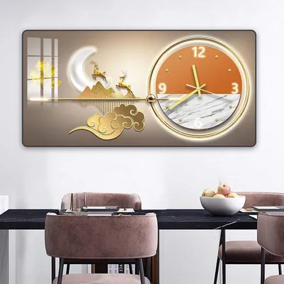 Luxury Crystal Porcelain Wall Art Modern Luxury Decorative Painting with Clock