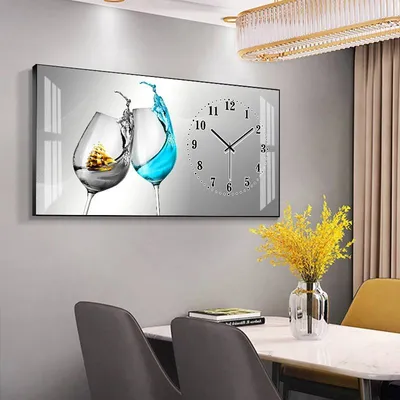 Restaurant Crystal Porcelain Luxury Wine Wall Art Clock Modern