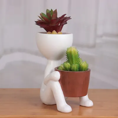 Resin Nordic Abstract Vase Decorative Flower Pot DIY Decorative Succulent Flower Pot Table Top Decoration