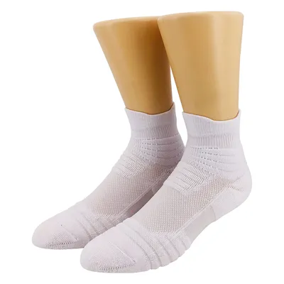 White Elite Cycling Socks Men with Custom Logo Ankle Cushioned Foot