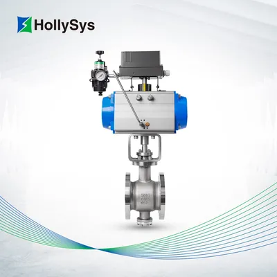 Hollysys Pneumatic/Electric Flange Connected A450-V-F Fluorine-Lined V-Shaped V Type Ball Valve