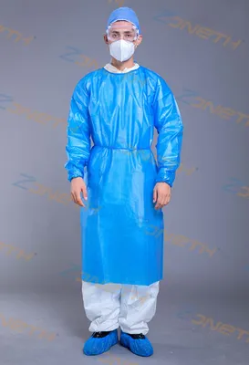 42GSM Disposable 27GSM Ss and 15GSM PE Nonwoven Isolation Gown GB Test ISO 9001 ISO 13485 CE FDA
