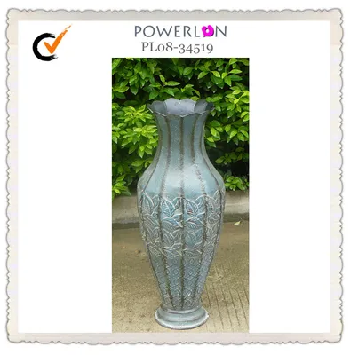 Elegant Antique Floral Cylinder Iron Vase