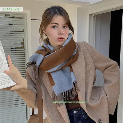 New European Lines Frame Cashmere Soft Scarf Fashion Western Shawl