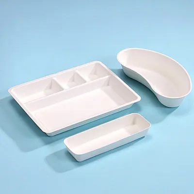 Zhongxin Compostable Medical Supply Disposable Bagasse Kidney Dish Biodegradable Medical Box Kidney Tray