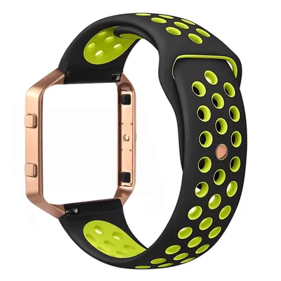 Breathable Dual Colors Silicone Watch Band with Metal Frame for Fitbit Blaze